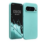 kwmobile Custodia Compatibile con Google Pixel 9 PRO Cover - Protezione Back Case Morbida - Silicone TPU Effetto Metallizzato Menta Metallizzato