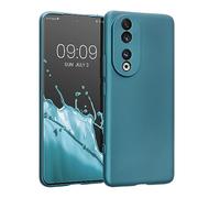 kwmobile Custodia Compatibile con Honor 90 5G Cover - Protezione Back Case Morbida - Silicone TPU Effetto Metallizzato Blu Caraibi metalizzato
