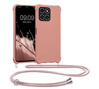 kwmobile Custodia Compatibile con Honor X8 5G / X6 / 70 Lite 5G Cover - Back Case in Silicone TPU - Protezione Smartphone con Cordino - Madre Perla
