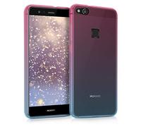 kwmobile Custodia Compatibile con Huawei P10 Lite - Back-Cover Anti-urto Custodia in Morbido Silicone fucsia/blu/trasparente - 2 colori