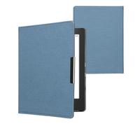 kwmobile Custodia Compatibile con Kobo Aura H2O Edition 1 - Cover Jeans Denim con Chiusura Magnetica - eReader Flip Case Blu