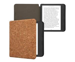 kwmobile Custodia Compatibile con Kobo Libra Colour - Cover a Libro per eReader - Copertina Protettiva Flip Case Protezione per e-Book Reader in Sughero