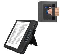 kwmobile Custodia Compatibile con Kobo Libra Colour - Cover Chiusura Magnetica Autosleep con Leggio e Portatessere - Grigio Scuro
