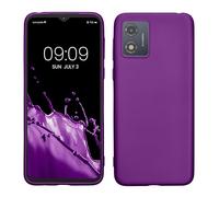 kwmobile Custodia Compatibile con Motorola Moto E13 Cover - Back Case Morbida - Protezione in Silicone TPU Effetto Metallizzato viola metallizzato