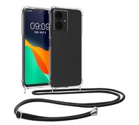 kwmobile Custodia Compatibile con Motorola Moto G14 Cover - Back Case in Silicone TPU - Protezione Smartphone con Cordino - nero/trasparente