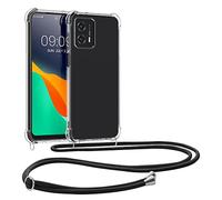 kwmobile Custodia Compatibile con Motorola Moto G53 5G Cover - Back Case in Silicone TPU - Protezione Smartphone con Cordino - trasparente/nero