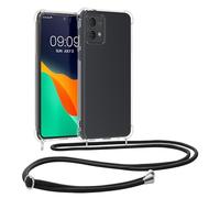 kwmobile Custodia Compatibile con Motorola Moto G84 5G Cover - Back Case in Silicone TPU - Protezione Smartphone con Cordino - nero/trasparente