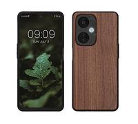 kwmobile Custodia Compatibile con OnePlus Nord CE 3 Lite 5G / Nord N30 5G Cover - Protezione in Legno per Smartphone - Back Case con Bumper in Silicone TPU - marrone scuro