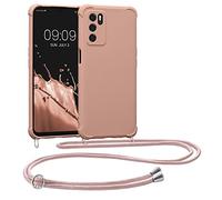 kwmobile Custodia Compatibile con Oppo A16 / A16s / A54s Cover - Back Case in Silicone TPU - Protezione Smartphone con Cordino - madre perla