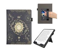 kwmobile Custodia Compatibile con Pocketbook InkPad One - Case Custodia Ecopelle Cover con Chiusura Magnetica Autosleep - Sole Tarocchi blu scuro/giallo/nero
