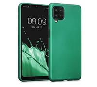 kwmobile Custodia Compatibile con Samsung Galaxy A12 Cover - Back Case Morbida - Protezione in Silicone TPU Effetto Metallizzato verde metallizzato