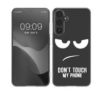 kwmobile Custodia Compatibile con Samsung Galaxy A15 5G - Cover Silicone TPU - Protezione Back Case - Don't touch my phone nero/trasparente