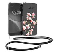 kwmobile Custodia Compatibile con Samsung Galaxy A5 (2017) Cover - Back Case in Silicone TPU - Protezione Smartphone con Cordino - rosa/bianco/trasparente