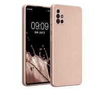 kwmobile Custodia Compatibile con Samsung Galaxy A51 Cover - Protezione Back Case Morbida - Silicone TPU Effetto Metallizzato Oro Rosa Metallizzato