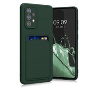 kwmobile Custodia Compatibile con Samsung Galaxy A52 / A52 5G / A52s 5G Cover - Back Case Cellulare con Slot Porta Carte - Morbida in Silicone TPU verde scuro