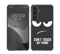 kwmobile Custodia Compatibile con Samsung Galaxy A55 5G - Cover Silicone TPU - Protezione Back Case - Don't touch my phone nero/trasparente