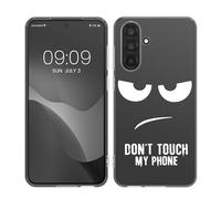 kwmobile Custodia Compatibile con Samsung Galaxy A56 5G - Cover Silicone TPU - Protezione Back Case - Don't touch my phone bianco/trasparente