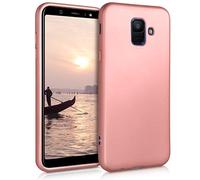 kwmobile Custodia Compatibile con Samsung Galaxy A6 (2018) Cover - Back Case Morbida - Protezione in Silicone TPU Effetto Metallizzato oro rosa metallizzato