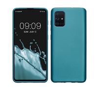 kwmobile Custodia Compatibile con Samsung Galaxy A71 Cover - Back Case Morbida - Protezione in Silicone TPU Effetto Metallizzato blu caraibi metalizzato