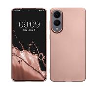 kwmobile Custodia Compatibile con Samsung Galaxy S25 Edge Cover - Back Case Morbida - Protezione in Silicone TPU Effetto Metallizzato oro rosa metallizzato