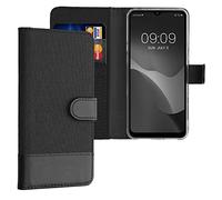 kwmobile Custodia Compatibile con TCL 30 E / 30 SE Cover Portafoglio - Case Chiusura Magnetica Portacarte Tessuto Similpelle antracite/nero