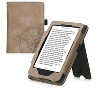 kwmobile Custodia Compatibile con Tolino Shine 3 - Cover Chiusura Magnetica Stand Leggio - Bussola Vintage Marrone