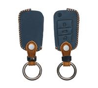 kwmobile Custodia Compatibile con VW Golf 7 MK7 con 3 tasti - Cover Chiavi Auto Protezione Copri Telecomando - Copri Chiave Copertura blu marino/marrone chiaro