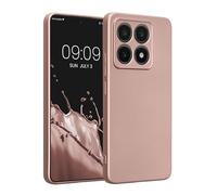 kwmobile Custodia Compatibile con Xiaomi 14T Cover - Protezione Back Case Morbida - Silicone TPU Effetto Metallizzato Oro Rosa Metallizzato