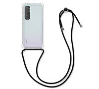 kwmobile Custodia Compatibile con Xiaomi Mi Note 10 Lite Cover - Back Case in Silicone TPU - Protezione Smartphone con Cordino - nero/trasparente