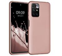 kwmobile Custodia Compatibile con Xiaomi Redmi 10 (2021/2022) Cover - Back Case Morbida - Protezione in Silicone TPU Effetto Metallizzato oro rosa metallizzato