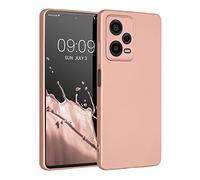 kwmobile Custodia Compatibile con Xiaomi Redmi Note 12 PRO 5G Cover - Protezione Back Case Morbida - Silicone TPU Effetto Metallizzato Oro Rosa Metallizzato