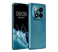 kwmobile Custodia Compatibile con Xiaomi Redmi Note 14 PRO+ 5G / Redmi Note 14 PRO Plus 5G Cover - Protezione Back Case Morbida - Silicone TPU Effetto Metallizzato Blu Caraibi metalizzato