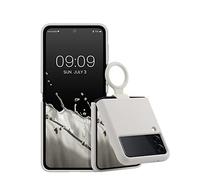 kwmobile Custodia con Anello Compatibile con Samsung Galaxy Z Flip 3 5G - Cover Ultra Slim Silicone Morbido - Back Case Morbida TPU - Bianco Matt