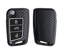 kwmobile Custodia Copri Chiave Compatibile con VW Golf 7 MK7 con 3 Tasti - Cover Coprichiave Telecomando Auto in Plastica e Silicone - Effetto Carbonio