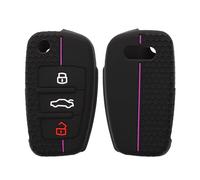kwmobile Custodia Coprichiave Compatibile con Audi con 3 tasti pieghevole Cover - Copri Telecomando Chiave Auto - Copri Chiavi Macchina nero/viola