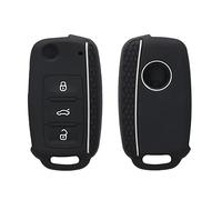 kwmobile Custodia Coprichiave Compatibile con VW Skoda Seat con 3 tasti Cover - Copri Telecomando Chiave Auto - Copri Chiavi Macchina bianco/nero