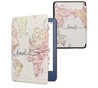 kwmobile Custodia eReader Compatibile con Amazon Kindle (2022/2024) Cover - eBook Reader Flip Case - nero/multicolore - Mappa del mondo