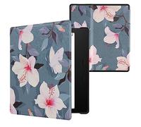 kwmobile Custodia eReader Compatibile con Amazon Kindle Oasis 10. Generation Cover - eBook Reader Flip Case - bianco/rosa/viola - Fiori Fucsia Bianchi e Rosa