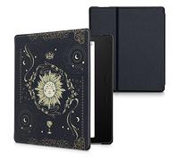kwmobile Custodia eReader Compatibile con Amazon Kindle Oasis 10. Generation Cover - eBook Reader Flip Case - blu scuro/giallo/nero - Sole Tarocchi