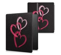 kwmobile Custodia eReader Compatibile con Amazon Kindle Oasis 10. Generation Cover - eBook Reader Flip Case - rosa antico/rosa/nero - Cuore Metallico