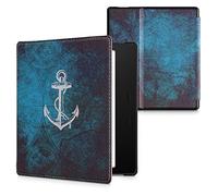 kwmobile Custodia eReader Compatibile con Amazon Kindle Oasis 10. Generation Cover - eBook Reader Flip Case - bianco/blu - Ancora