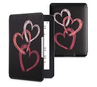 kwmobile Custodia eReader Compatibile con Amazon Kindle Paperwhite (2012-2017) Cover - eBook Reader Flip Case - rosa antico/rosa/nero - Cuore Metallico