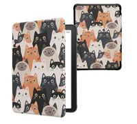 kwmobile Custodia eReader Compatibile con Amazon Kindle Paperwhite (2024)/Colorsoft Cover - eBook Reader Flip Case - arancione/nero/bianco - Gatti