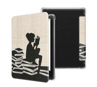 kwmobile Custodia eReader Compatibile con Amazon Kindle Paperwhite (2024)/Colorsoft - Cover Protettiva con Retro Trasparente - Copertina Richiudibile eBook Reader - Ragazza e Libri