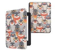 kwmobile Custodia eReader Compatibile con Amazon Kindle Paperwhite Cover - eBook Reader Flip Case - grigio/giallo/marrone - Pinguini