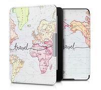 kwmobile Custodia eReader Compatibile con Amazon Kindle Paperwhite Cover - eBook Reader Flip Case - nero/multicolore - Mappa del mondo