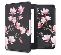 kwmobile Custodia eReader Compatibile con Amazon Kindle Paperwhite Cover - eBook Reader Flip Case - rosa/bianco/nero - Magnolie