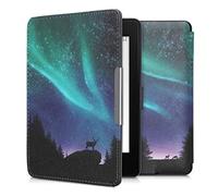 kwmobile Custodia eReader Compatibile con Amazon Kindle Paperwhite Cover - eBook Reader Flip Case - turchese/blu/nero - Aurora boreale