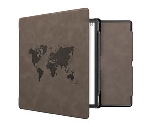 kwmobile Custodia eReader Compatibile con Amazon Kindle Scribe (2022/2024) Cover - eBook Reader Flip Case - Cover eReader Magnetica Pelle PU Sagoma Mondo