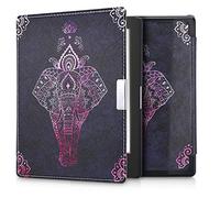 kwmobile Custodia eReader Compatibile con Kobo Aura Edition 1 Cover - eBook Reader Flip Case - fucsia/antracite - Elefante etnico